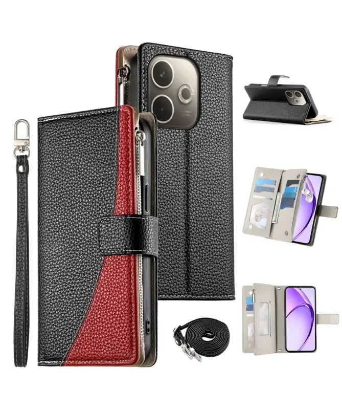 Housse Oppo A5 Pro 5G / 4G Zippé Bicolore avec Bandoulière | ELYNA