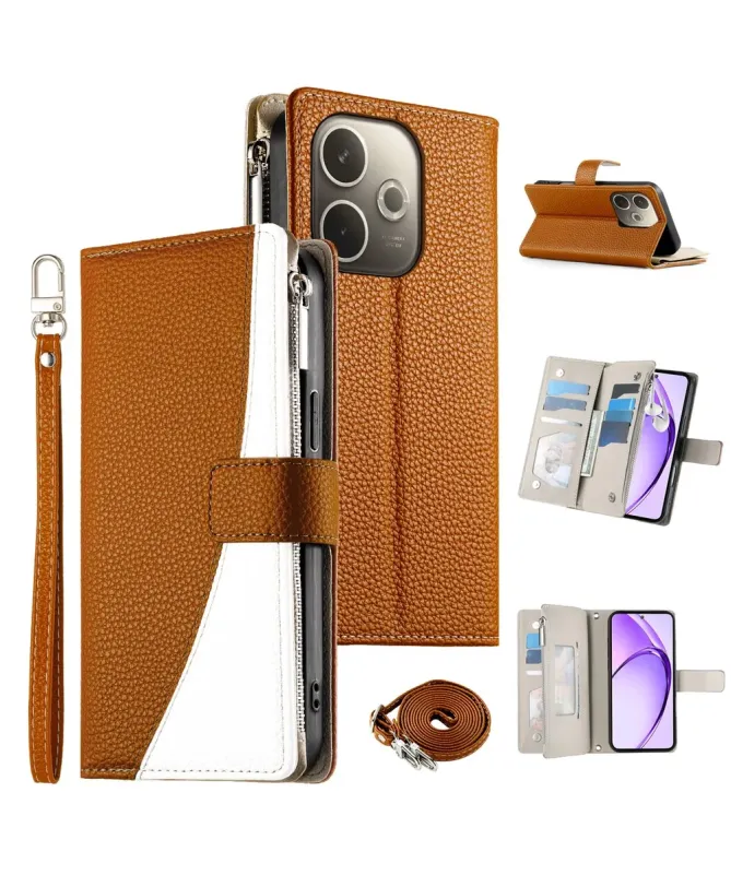 Housse Oppo A5 Pro 5G / 4G Zippé Bicolore avec Bandoulière | ELYNA