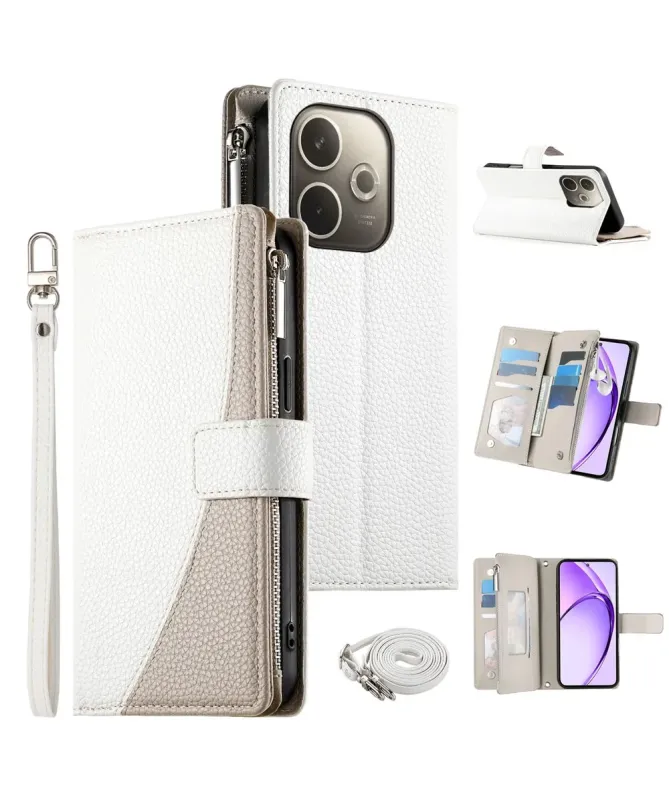 Housse Oppo A5 Pro 5G / 4G Zippé Bicolore avec Bandoulière | ELYNA