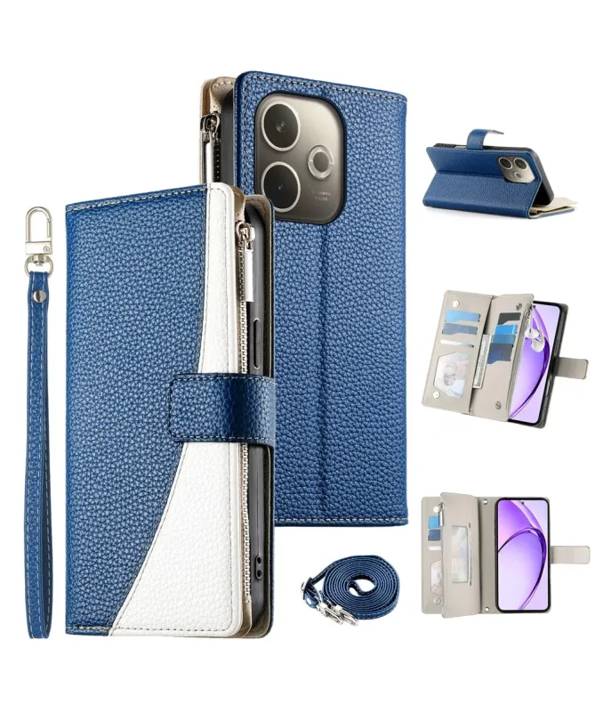 Housse Oppo A5 Pro 5G / 4G Zippé Bicolore avec Bandoulière | ELYNA