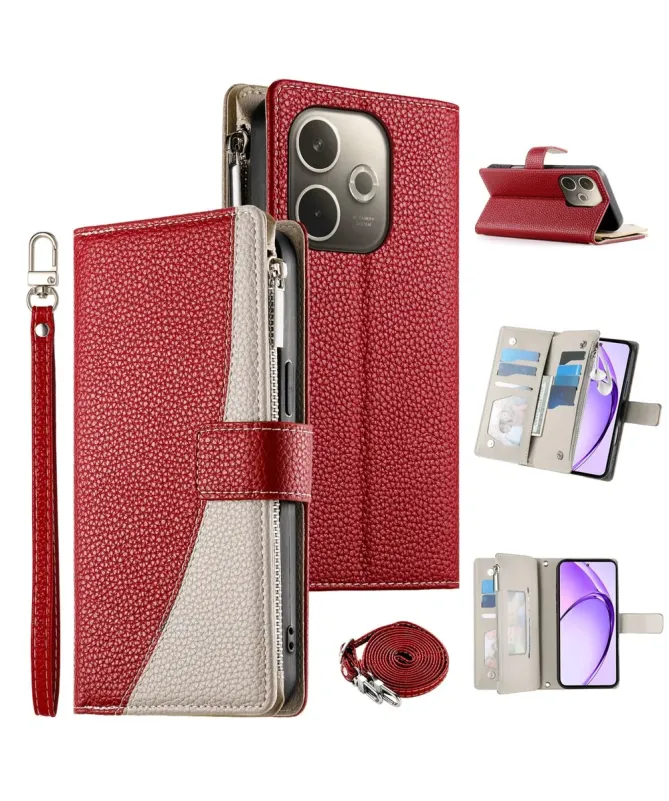 Housse Oppo A5 Pro 5G / 4G Zippé Bicolore avec Bandoulière | ELYNA