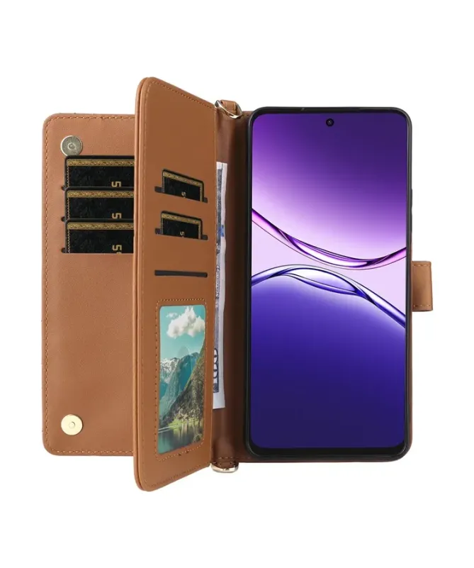 Housse Oppo A5 Pro 5G / 4G Bandoulière Matelassée Portefeuille Intégré