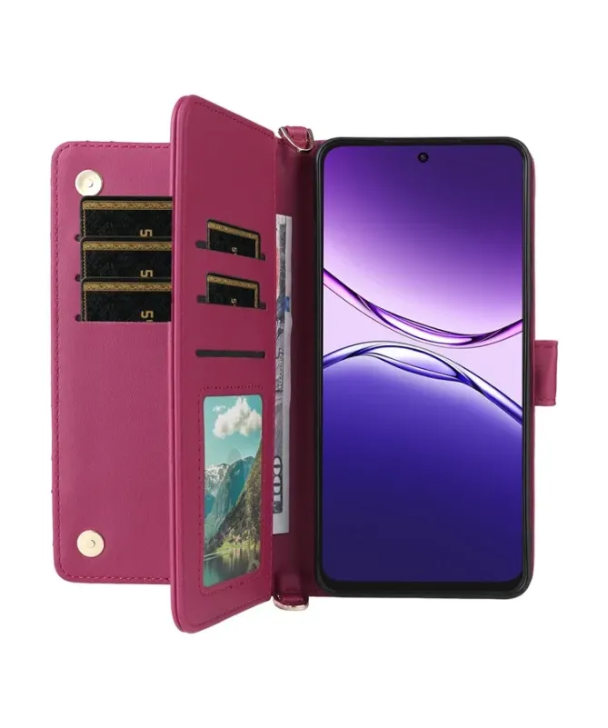 Housse Oppo A5 Pro 5G / 4G Bandoulière Matelassée Portefeuille Intégré