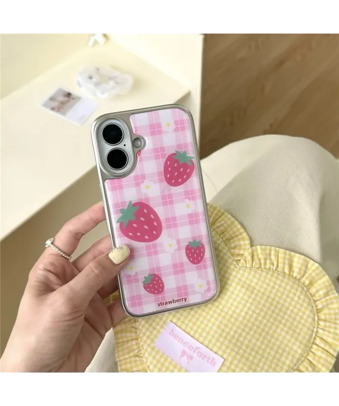 Coque iPhone 16 Rigide Motif Fraise Époxy Brillante | SWEETBERRY