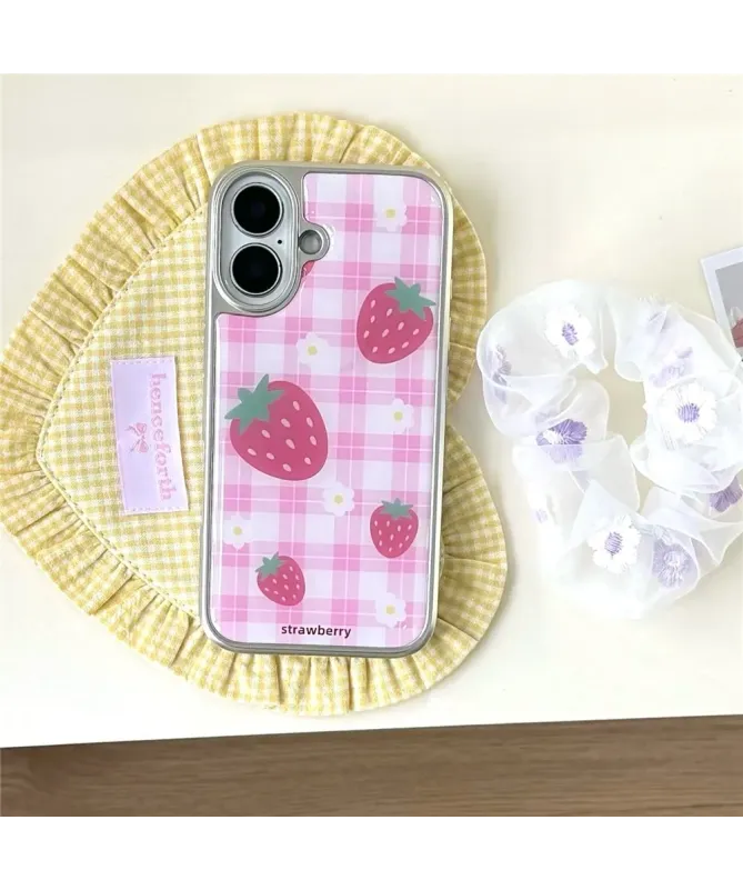 Coque iPhone 16 Rigide Motif Fraise Époxy Brillante | SWEETBERRY
