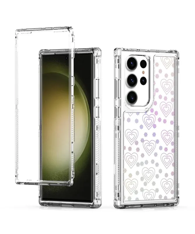 Coque Samsung Galaxy S23 Ultra Cœurs Transparentes 360° | LOVY