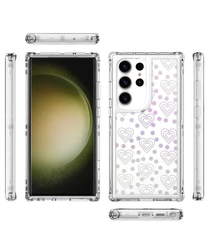 Coque Samsung Galaxy S23 Ultra Cœurs Transparentes 360° | LOVY