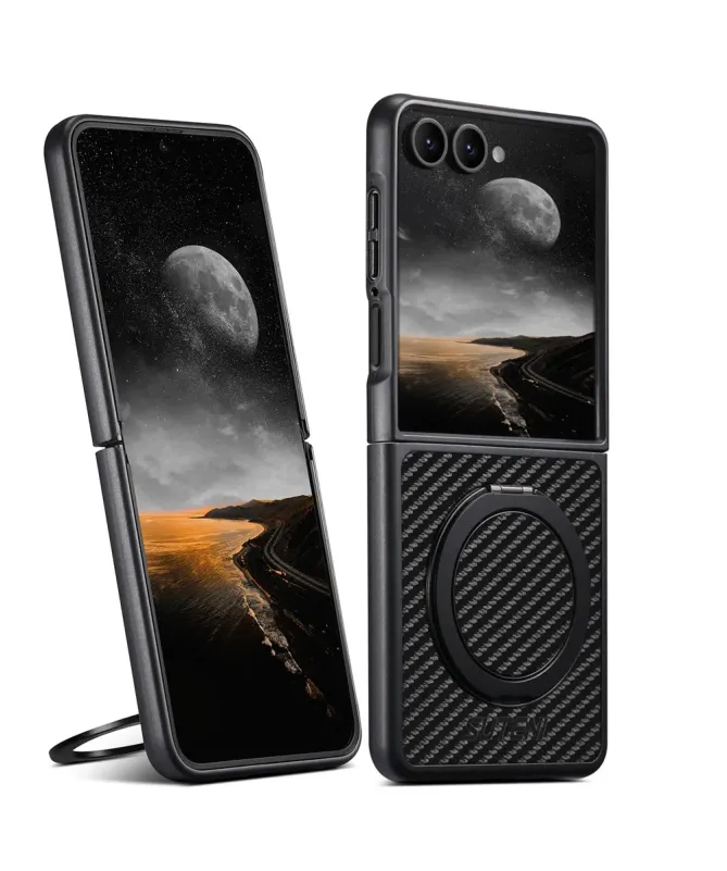 Coque Samsung Galaxy Z Flip 7 Fibre de Carbone avec Anneau | COMMANDO
