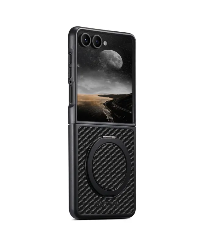 Coque Samsung Galaxy Z Flip 7 Fibre de Carbone avec Anneau | COMMANDO