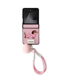 Coque Samsung Galaxy Z Flip 7 Chien Rose | Effet Litchi