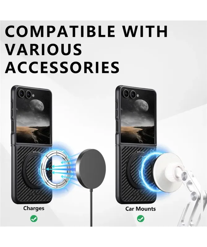 Coque Samsung Galaxy Z Flip 7 Fibre de Carbone avec Anneau | COMMANDO