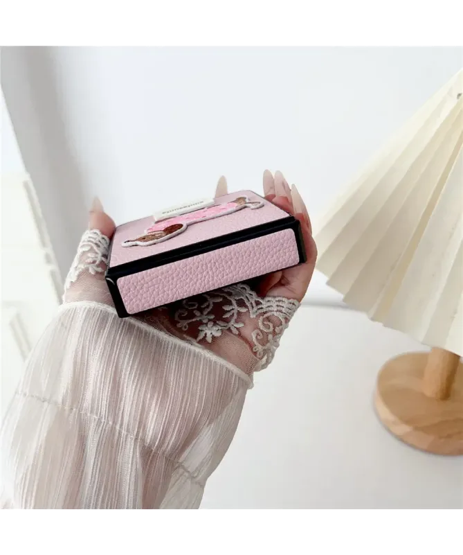Coque Samsung Galaxy Z Flip 7 Chien Rose | Effet Litchi