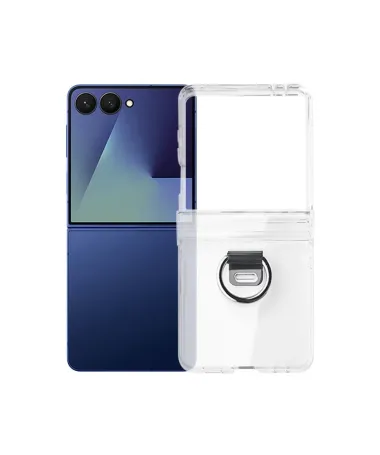 Coque Samsung Galaxy Z Flip 7 Transparente avec Anneau et Protection C