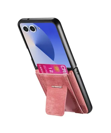 Coque Samsung Galaxy Z Flip 7 avec Support et Porte-Cartes | Effet Cuir Rétro Or Rose - photo 20