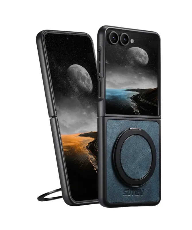 Coque Samsung Galaxy Z Flip 7 Effet Cuir Ciré avec Anneau | EXPLORER