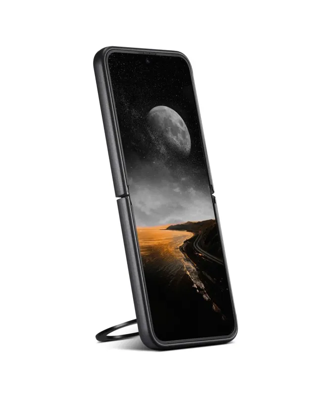 Coque Samsung Galaxy Z Flip 7 Effet Cuir Ciré avec Anneau | EXPLORER