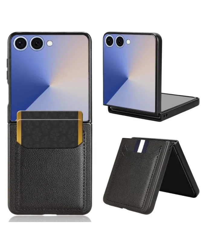 Coque Samsung Galaxy Z Flip 7 Porte-cartes Effet Litchi