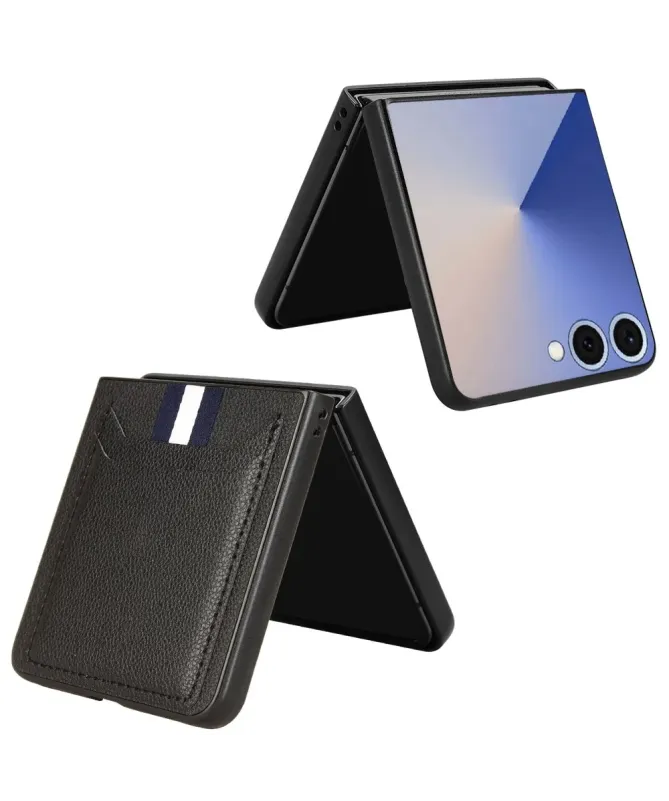 Coque Samsung Galaxy Z Flip 7 Porte-cartes Effet Litchi