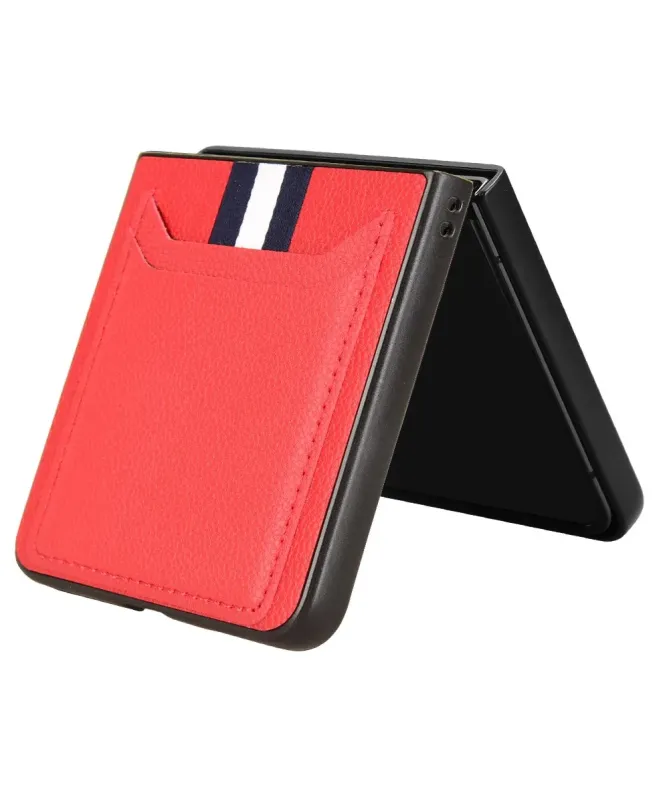 Coque Samsung Galaxy Z Flip 7 Porte-cartes Effet Litchi