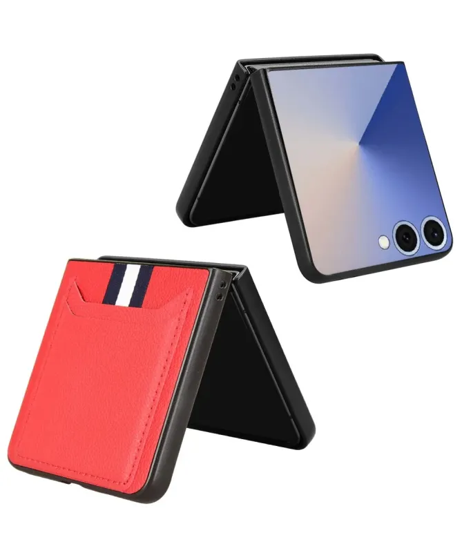Coque Samsung Galaxy Z Flip 7 Porte-cartes Effet Litchi