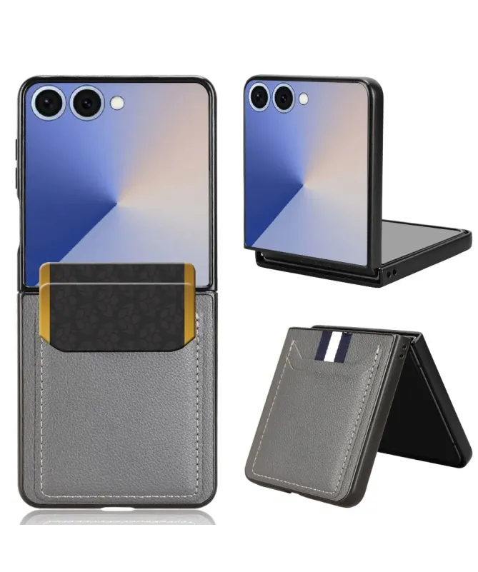 Coque Samsung Galaxy Z Flip 7 Porte-cartes Effet Litchi