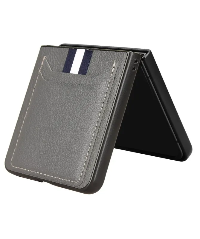Coque Samsung Galaxy Z Flip 7 Porte-cartes Effet Litchi