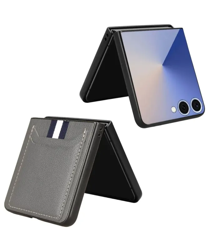 Coque Samsung Galaxy Z Flip 7 Porte-cartes Effet Litchi