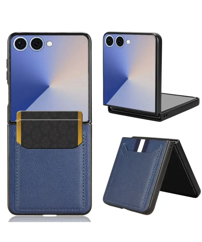 Coque Samsung Galaxy Z Flip 7 Porte-cartes Effet Litchi