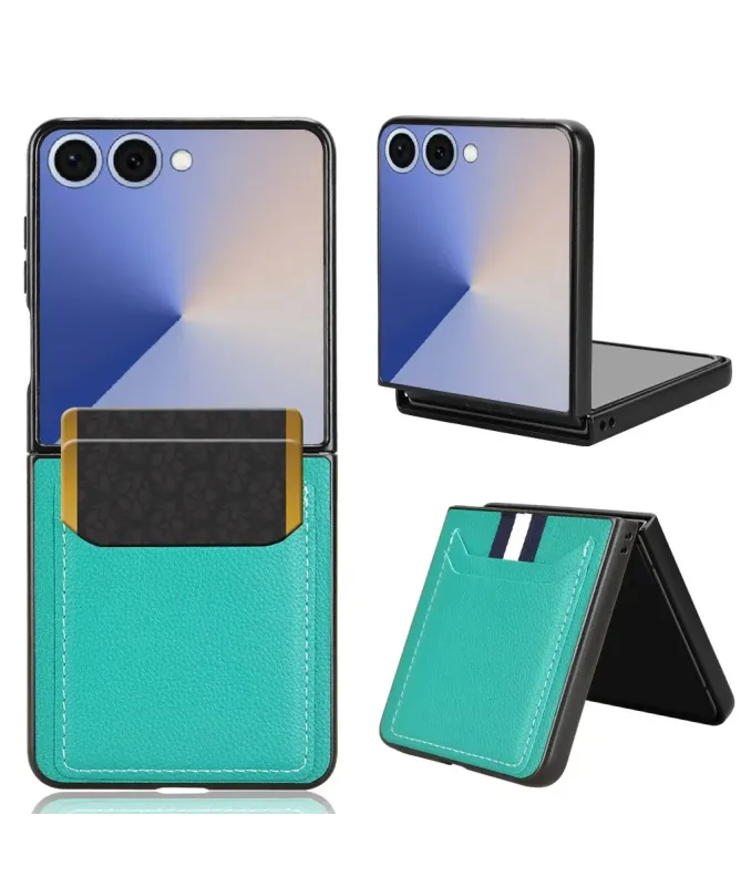 Coque Samsung Galaxy Z Flip 7 Porte-cartes Effet Litchi