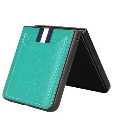 Coque Samsung Galaxy Z Flip 7 Porte-cartes Effet Litchi Cyan - photo 14
