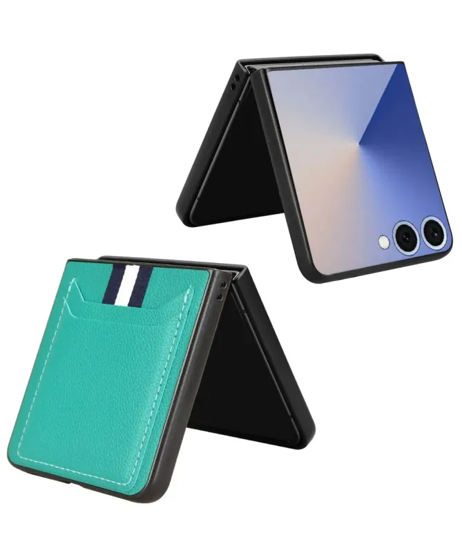 Coque Samsung Galaxy Z Flip 7 Porte-cartes Effet Litchi