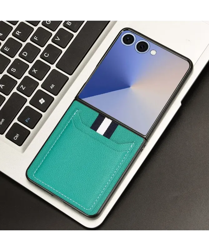 Coque Samsung Galaxy Z Flip 7 Porte-cartes Effet Litchi