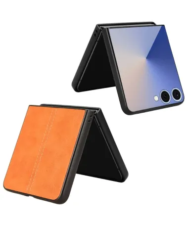 Coque Samsung Galaxy Z Flip 7 effet cuir Orange - photo 5