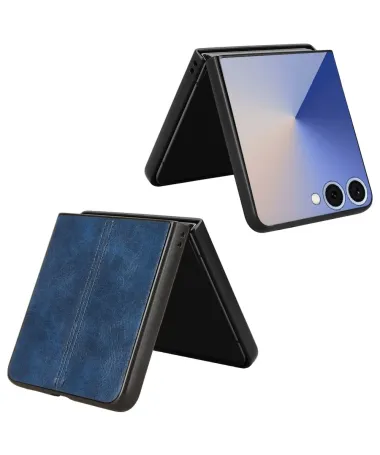 Coque Samsung Galaxy Z Flip 7 effet cuir Bleu marine - photo 8