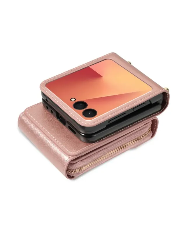 Coque Samsung Galaxy Z Flip 7 Portefeuille avec Fermeture Éclair | ROS