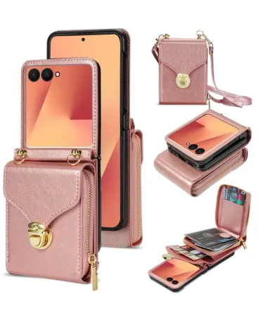 Coque Samsung Galaxy Z Flip 7 Portefeuille avec Fermeture Éclair | ROS