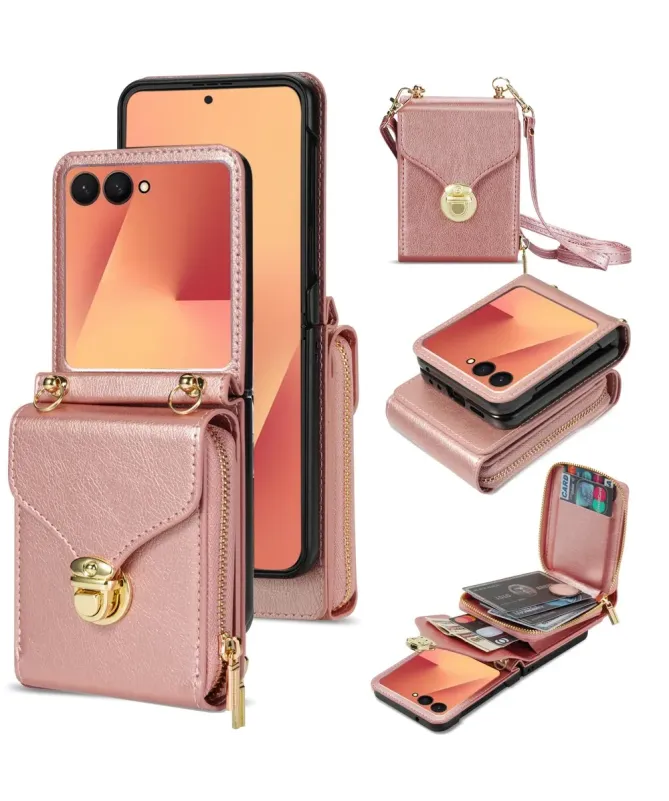 Coque Samsung Galaxy Z Flip 7 Portefeuille avec Fermeture Éclair | ROS