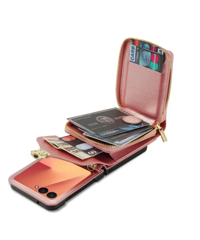 Coque Samsung Galaxy Z Flip 7 Portefeuille avec Fermeture Éclair | ROS