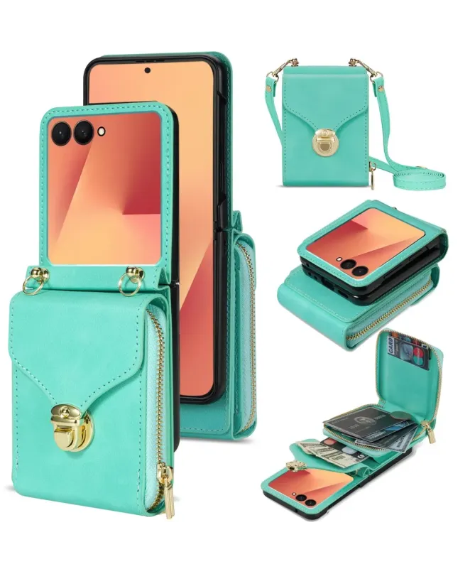 Coque Samsung Galaxy Z Flip 7 Portefeuille avec Fermeture Éclair | ROS