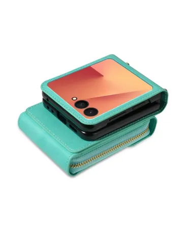 Coque Samsung Galaxy Z Flip 7 Portefeuille avec Fermeture Éclair | ROSALIA Cyan - photo 9