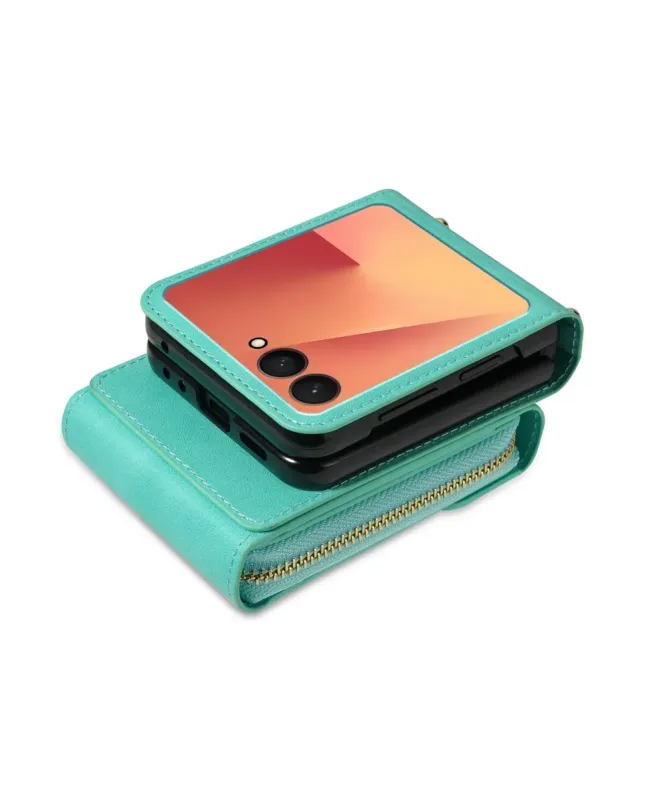 Coque Samsung Galaxy Z Flip 7 Portefeuille avec Fermeture Éclair | ROS