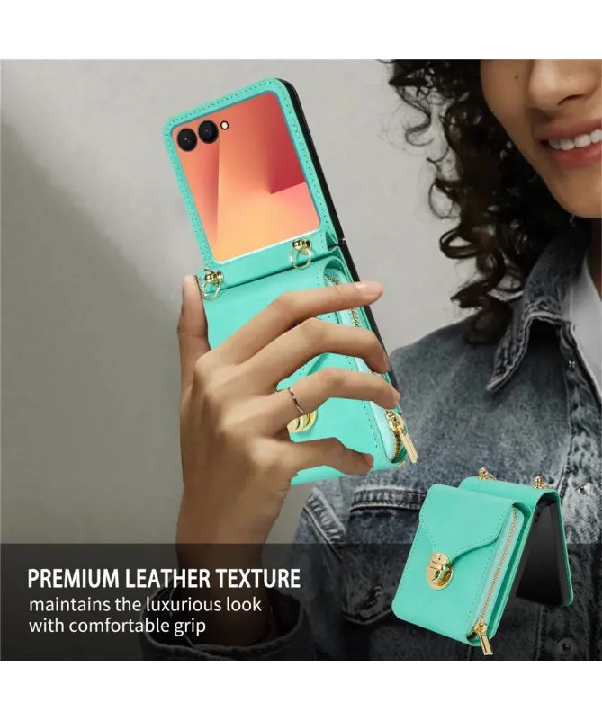 Coque Samsung Galaxy Z Flip 7 Portefeuille avec Fermeture Éclair | ROS