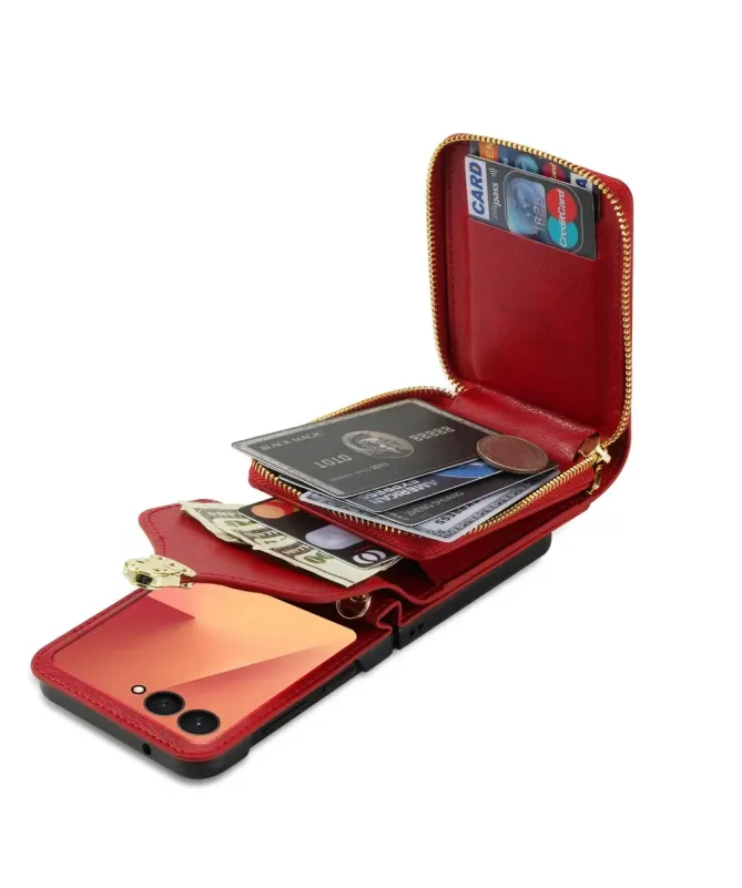 Coque Samsung Galaxy Z Flip 7 Portefeuille avec Fermeture Éclair | ROS