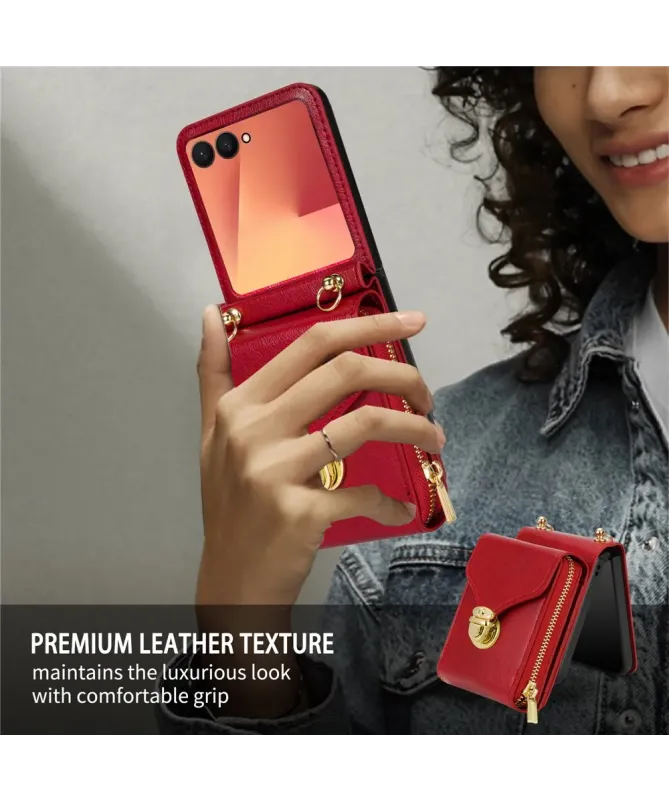 Coque Samsung Galaxy Z Flip 7 Portefeuille avec Fermeture Éclair | ROS