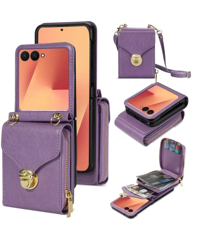 Coque Samsung Galaxy Z Flip 7 Portefeuille avec Fermeture Éclair | ROS