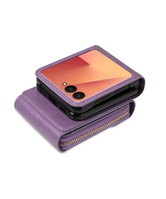 Coque Samsung Galaxy Z Flip 7 Portefeuille avec Fermeture Éclair | ROS