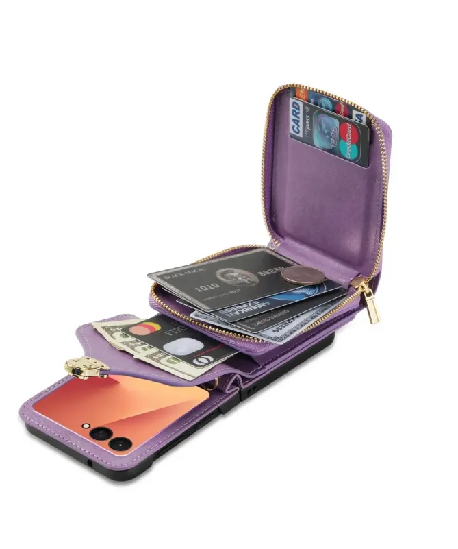 Coque Samsung Galaxy Z Flip 7 Portefeuille avec Fermeture Éclair | ROS