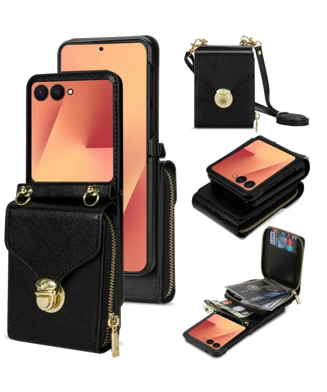 Coque Samsung Galaxy Z Flip 7 Portefeuille avec Fermeture Éclair | ROS