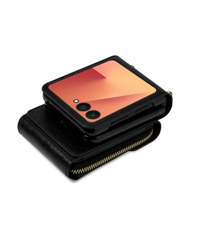 Coque Samsung Galaxy Z Flip 7 Portefeuille avec Fermeture Éclair | ROS