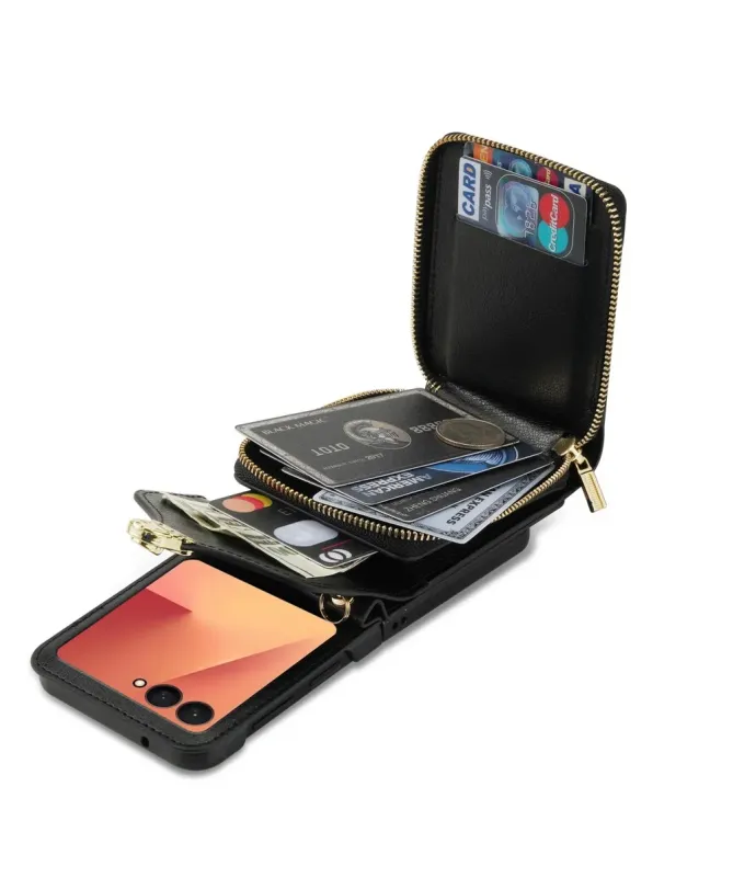 Coque Samsung Galaxy Z Flip 7 Portefeuille avec Fermeture Éclair | ROS